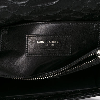 Saint Laurent Calfskin Python Embossed Monogram Medium College Bag Black 6 of 9
