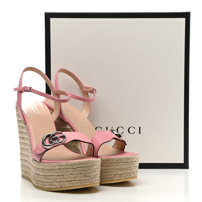 Gucci Lifford Calfskin Aitana Espadrille Platform 45/130mm Wedge Sandals 39.5 Wild Rose 12 of 12