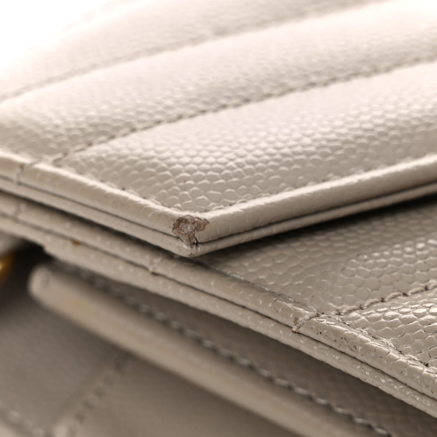 Grain De Poudre Matelasse Chevron Monogram Chain Wallet Dark Beige