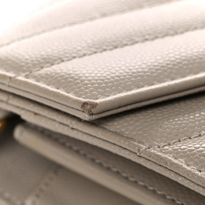 Saint Laurent Grain De Poudre Matelasse Chevron Monogram Chain Wallet Dark Beige 15 of 17