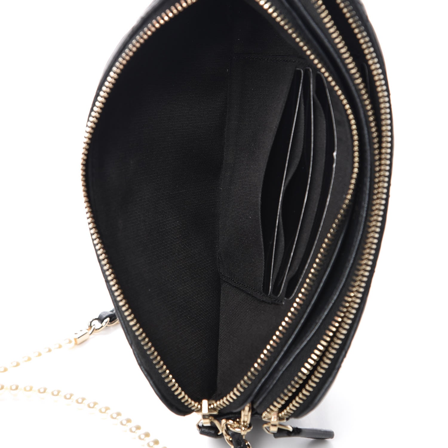 Chanel Iridescent Lambskin Quilted Pearl Clutch With Chain Black 7 of 10