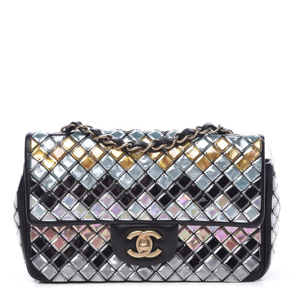 Chanel Lambskin Mosaic Small Flap Black Gold Light Blue 1 of 7