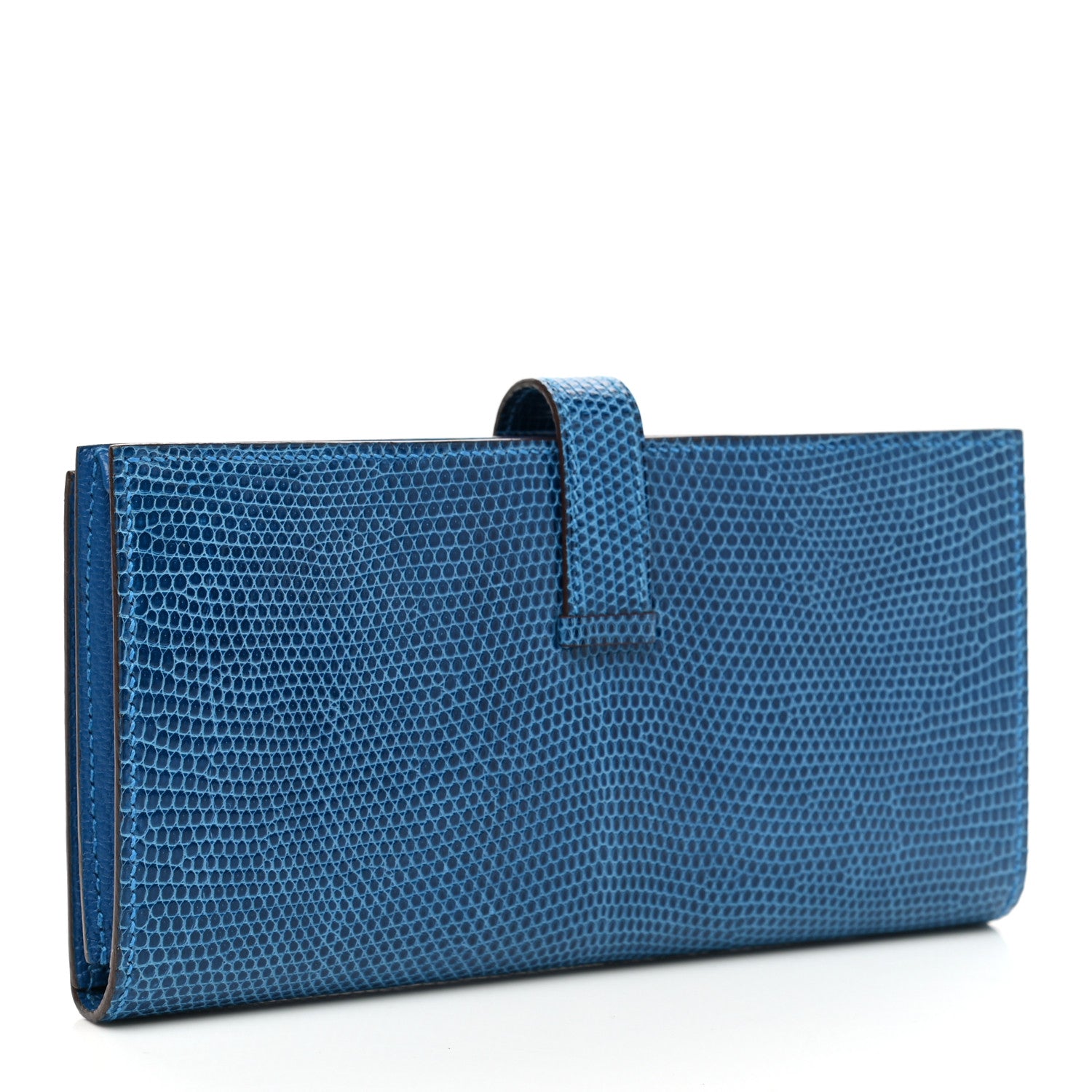 Hermes Lizard Bearn Gusset Wallet Bleu Saphir 3 of 8