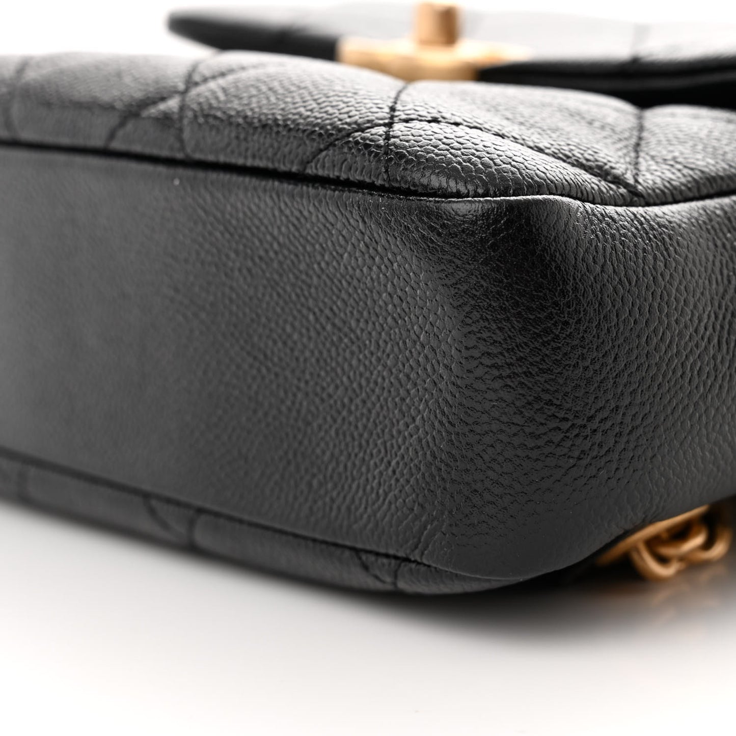 Shiny Caviar Quilted Chain Melody Backpack Black