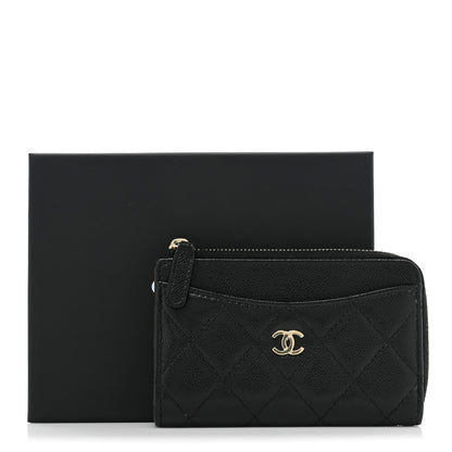 Chanel Caviar Quilted CC Zip Around Card Holder Black 11 of 11