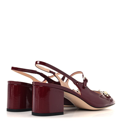 Gucci Vernice Crystal Horsebit Charlotte 42mm Slingback Pumps 38.5 Rosso Ancora 5 of 10