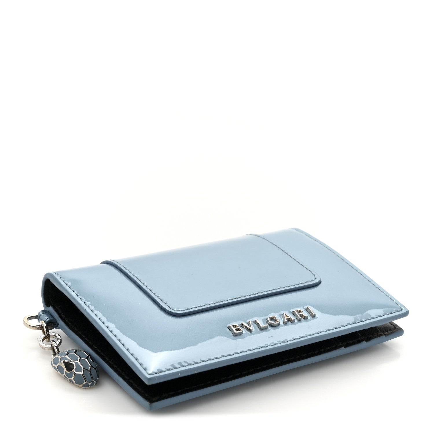 Bulgari Patent Calfskin Serpenti Forever Card Case Blue 4 of 7