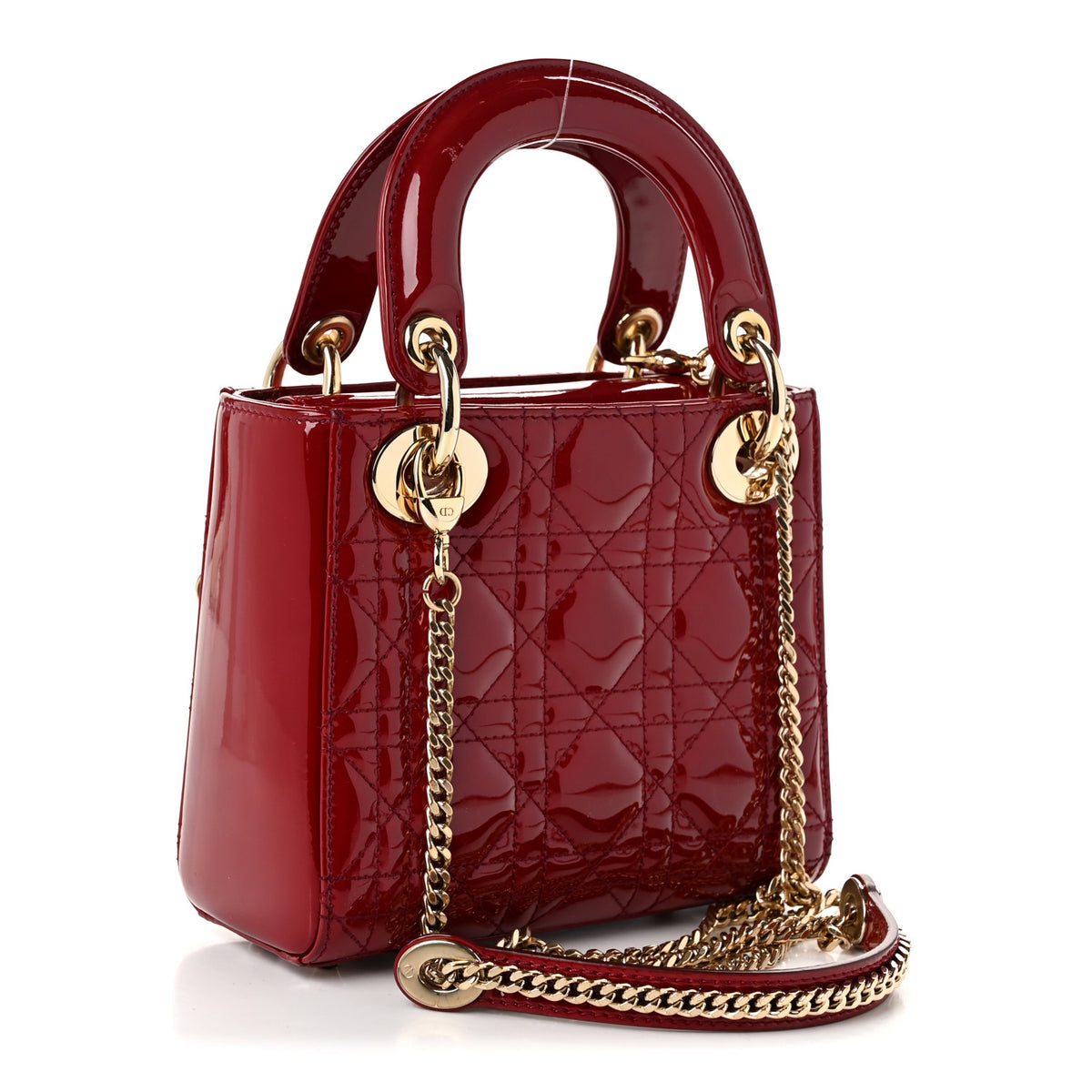 Patent Cannage Mini Lady Dior Red