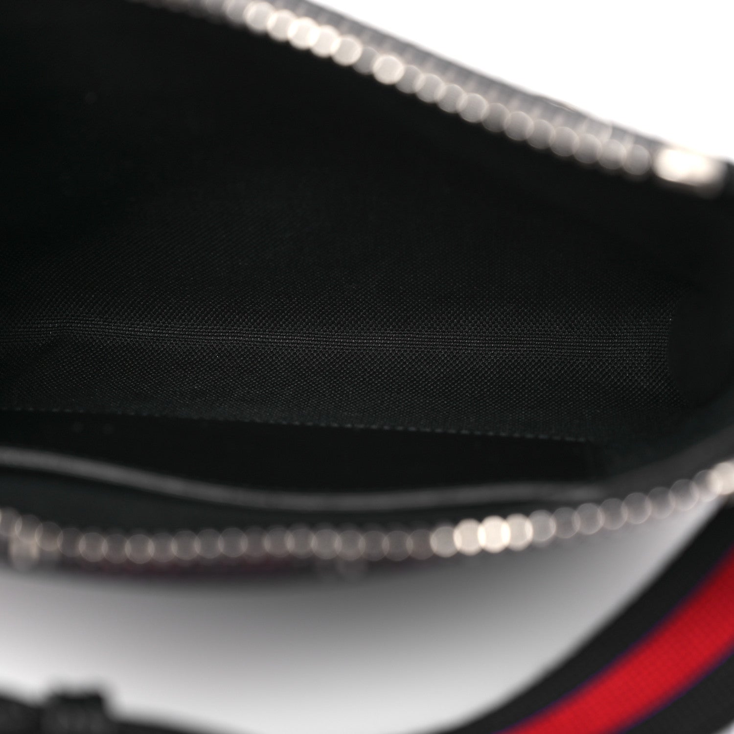 Gucci GG Supreme Monogram Web Small Flat Messenger Bag Black Grey 5 of 12