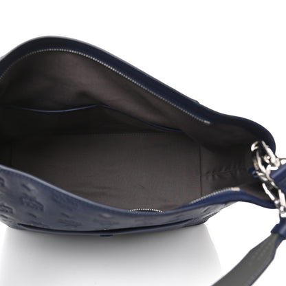 MCM Calfskin Ottomar Monogram Medium Klara Hobo Navy Blue 5 of 7