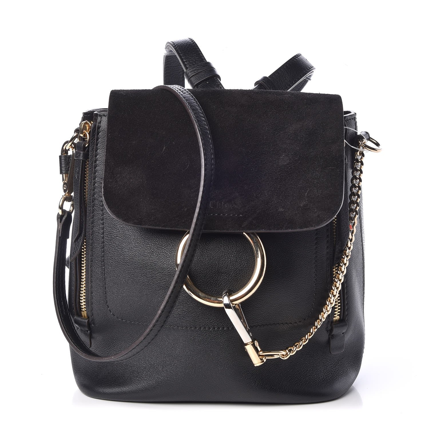 Chloe Suede Calfskin Small Faye Backpack Black 1 of 8