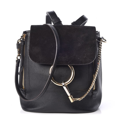 Chloe Suede Calfskin Small Faye Backpack Black 1 of 8