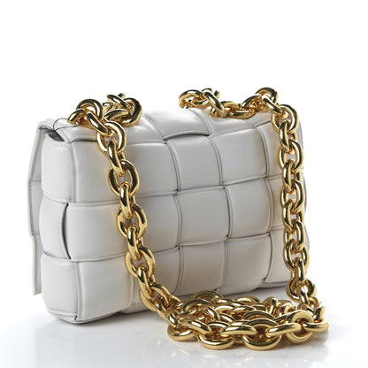 Bottega Veneta Lambskin Maxi Intreccio Padded Chain Cassette Crossbody Bag White 3 of 10