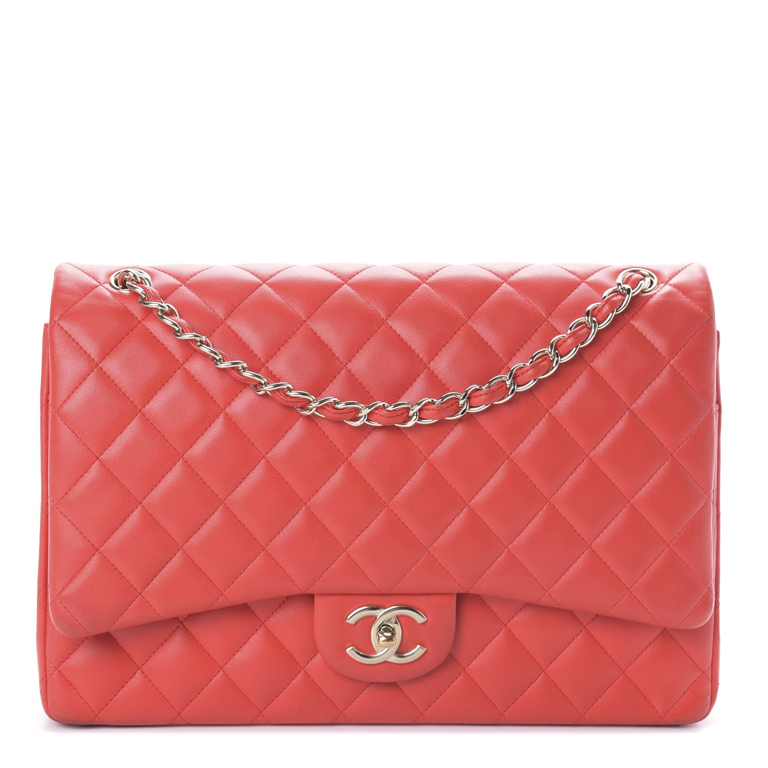 Chanel Lambskin Quilted Maxi Double Flap Red 1 of 11