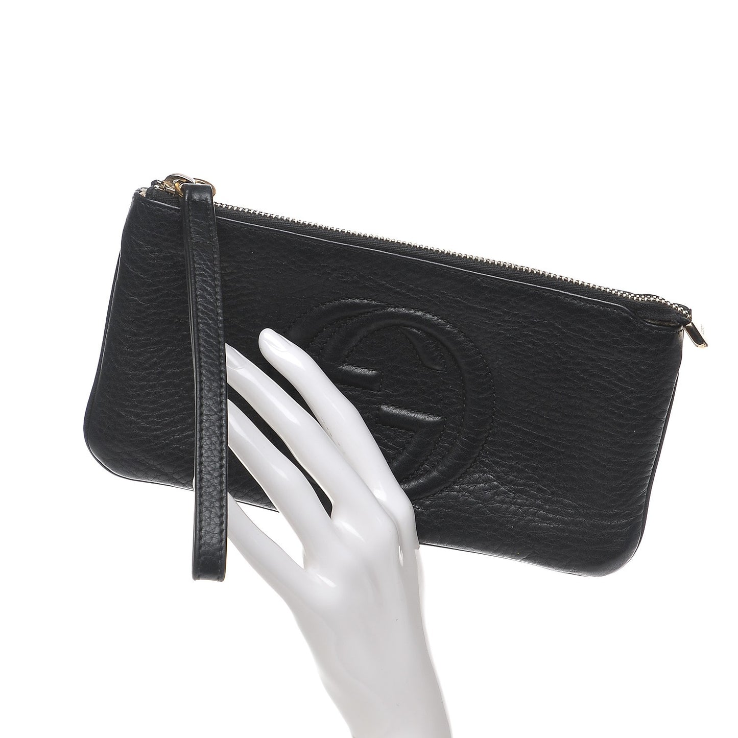 Pebbled Calfskin Soho Wristlet Black