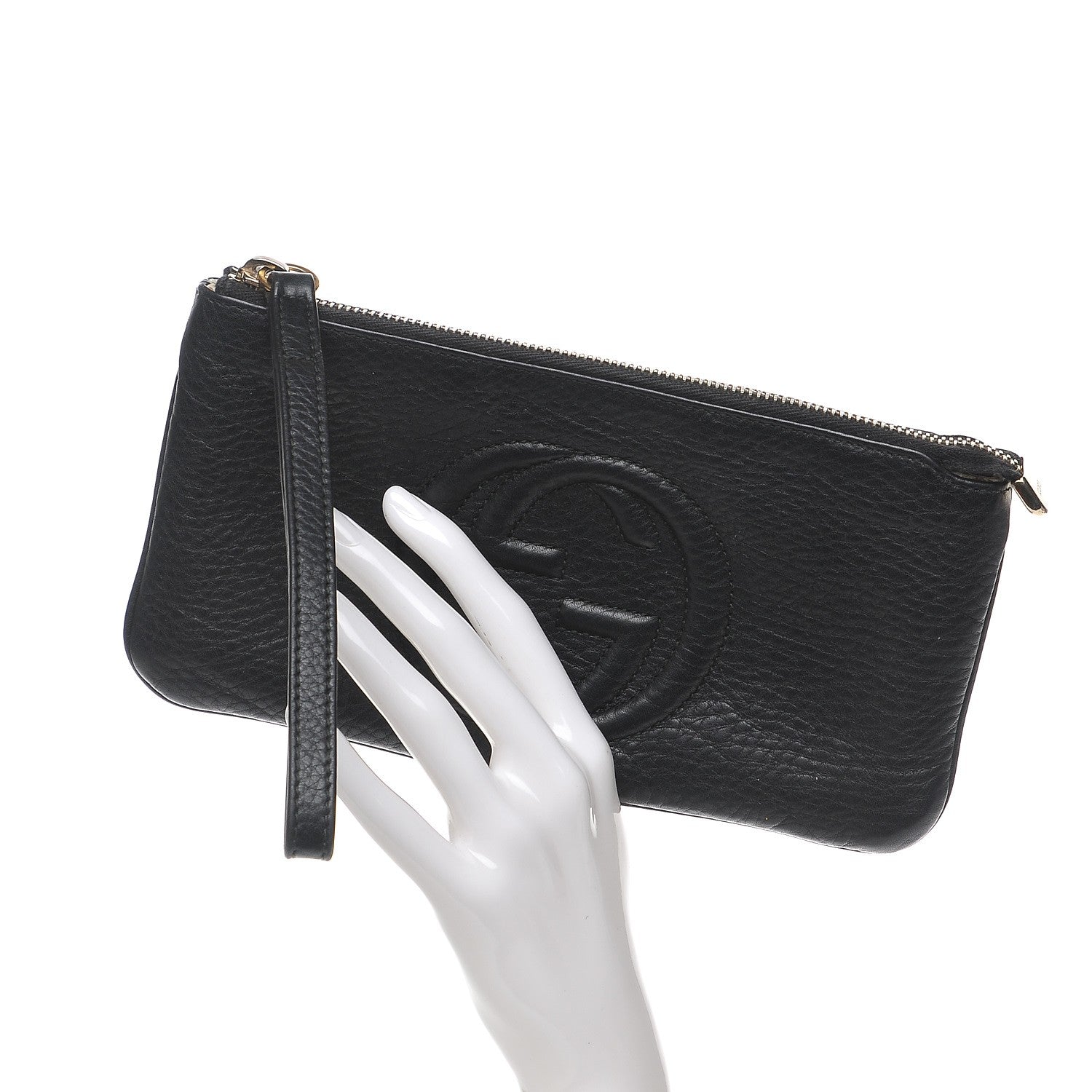 Gucci Pebbled Calfskin Soho Wristlet Black 2 of 9