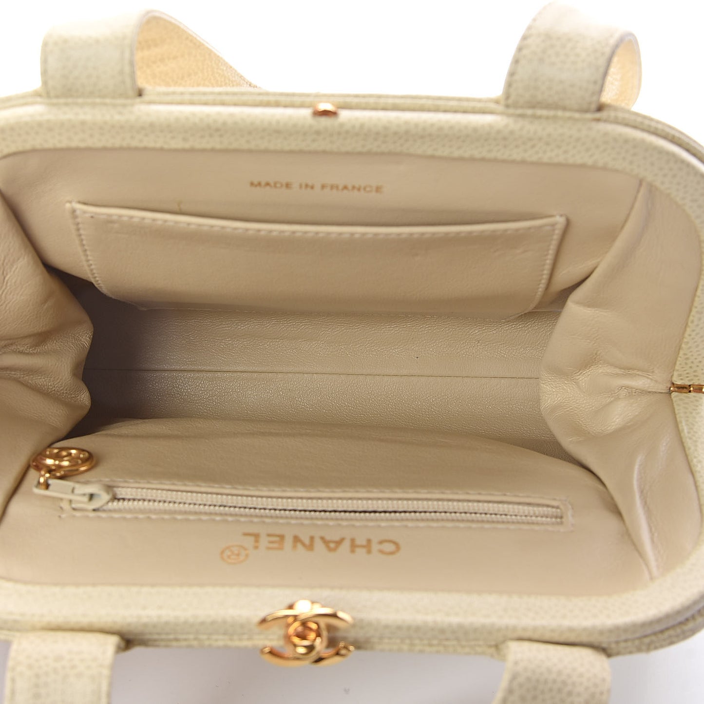 Caviar Quilted Frame Bag Ivory