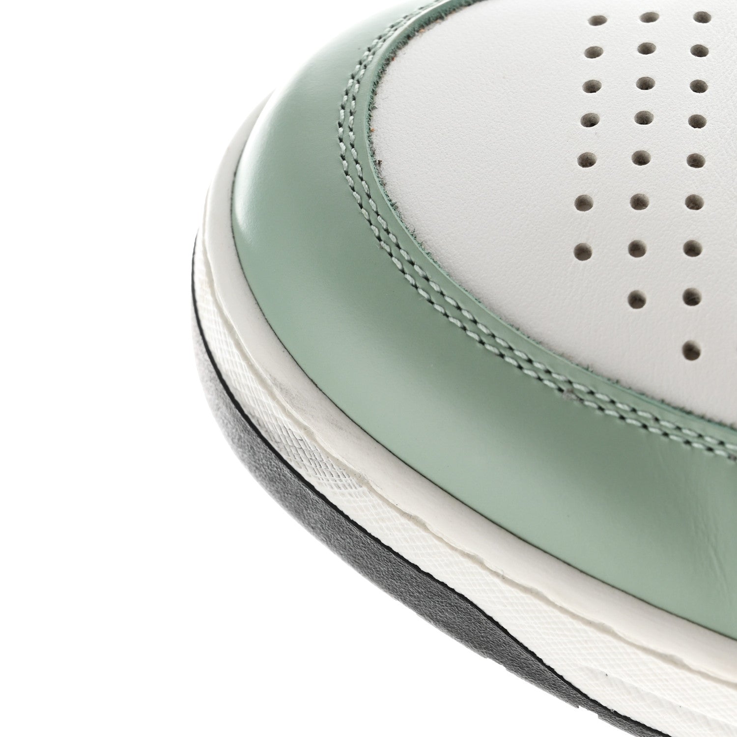 Prada Vitello Sport Spazzolato Rois Metal Triangle Logo Mens Downtown Low Top Sneakers 8.5 White Green 10 of 11