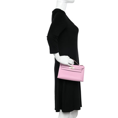 Hermes Swift Kelly Pochette Clutch Mauve Sylvestre 2 of 10