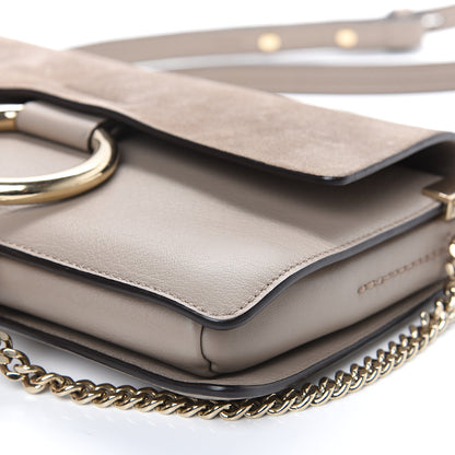 Chloe Suede Calfskin Small Faye Shoulder Bag Motty Grey 7 of 10