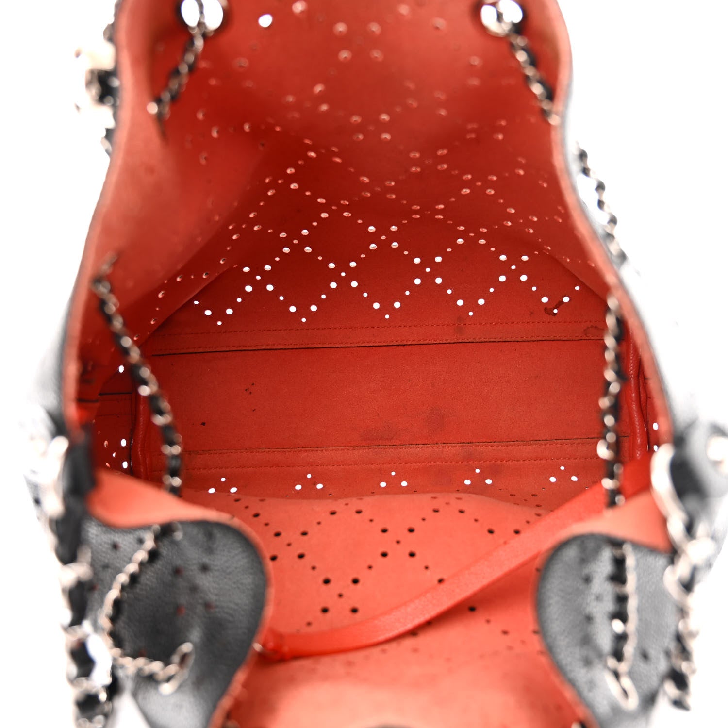 Chanel Caviar Perforated Drawstring CC Bag Black Orange 5 of 16