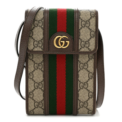 Gucci GG Supreme Monogram Web Mini Ophidia Crossbody Bag Beige New Acero Acero 1 of 11