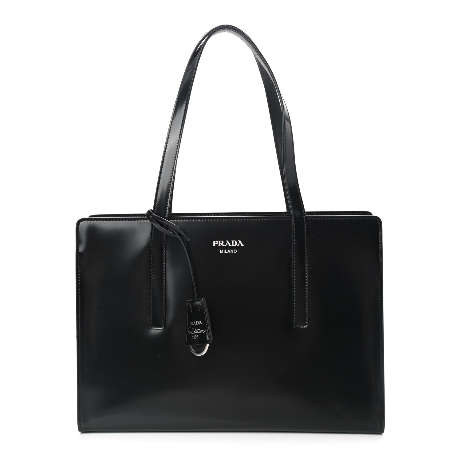 Prada Spazzolato Medium Re-Edition 1995 Double Handle Handbag Black 1 of 10