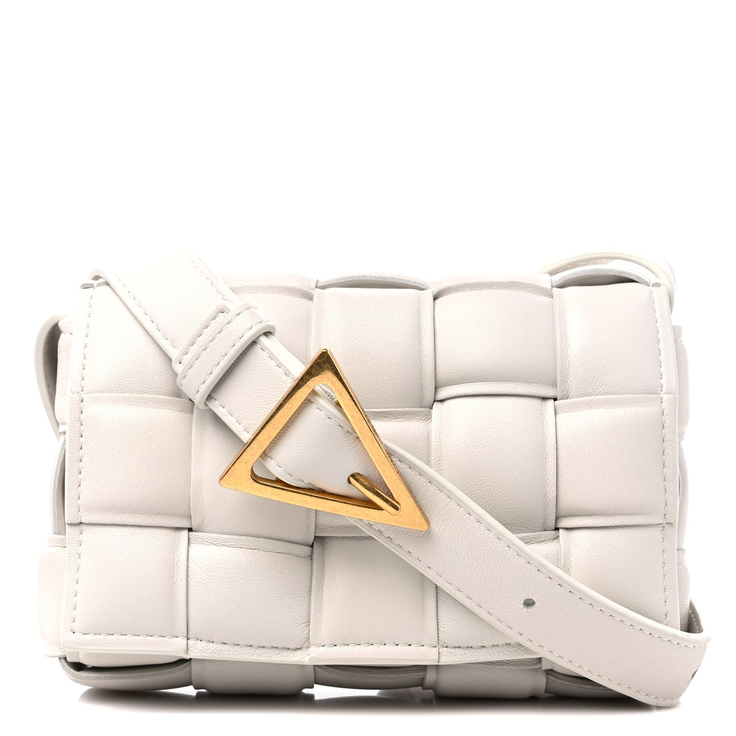 Nappa Maxi Intreccio Small Padded Cassette Crossbody Bag White