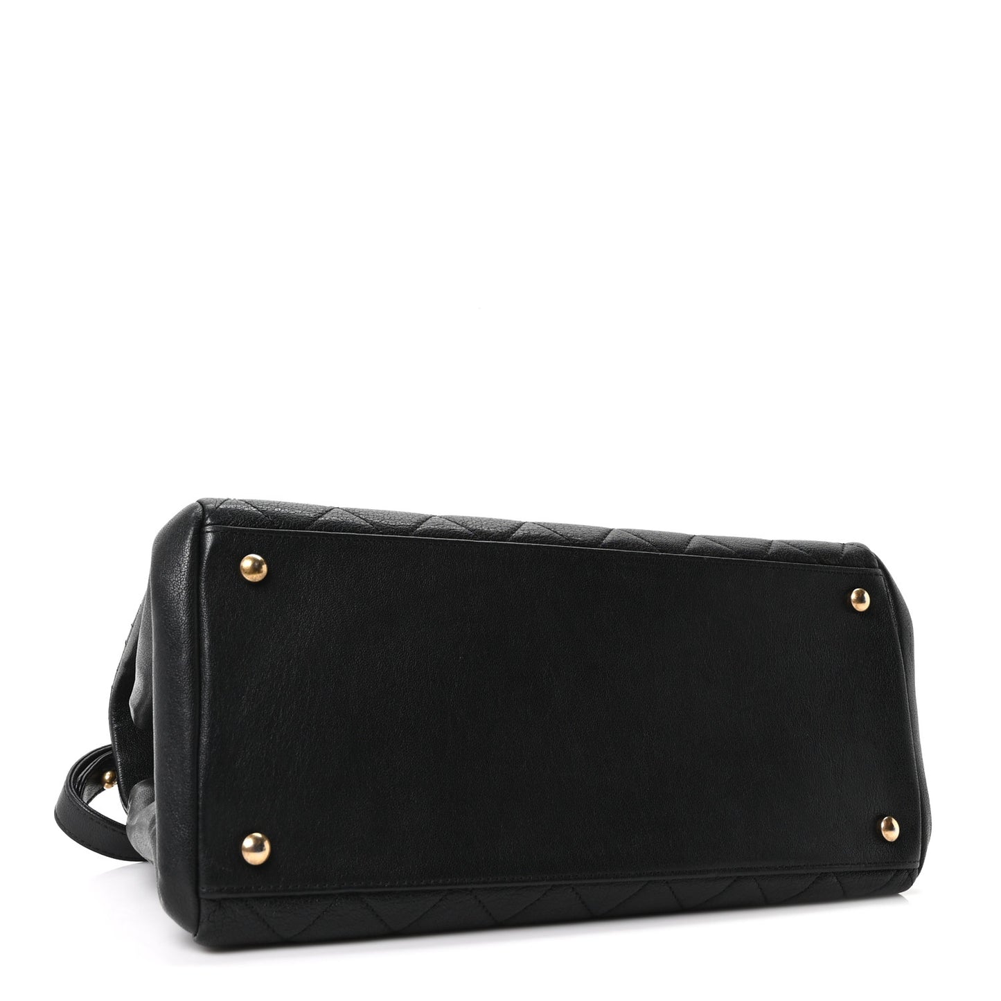 Shiny Sheepskin Quilted Large Trapezio Flap Black