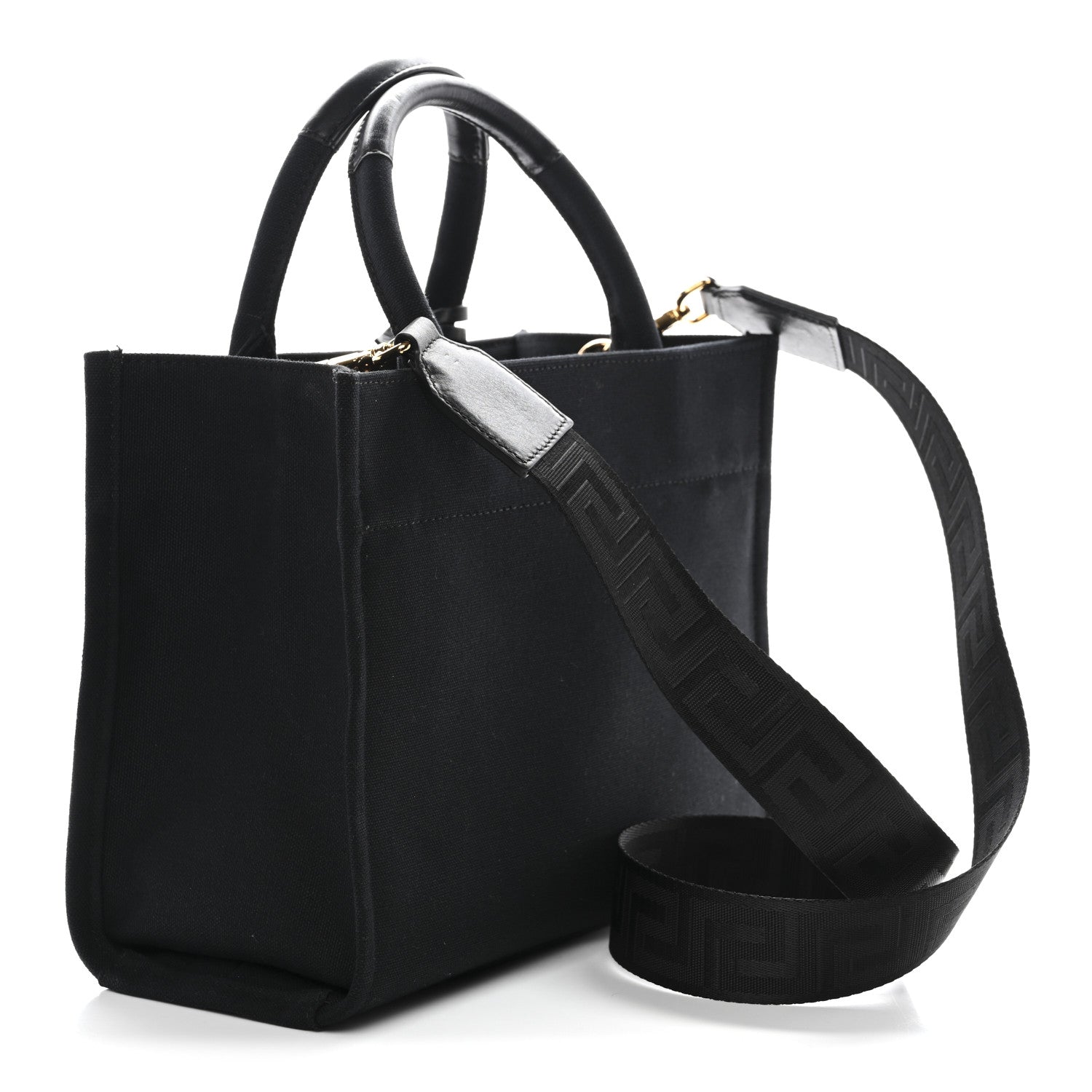 Versace Canvas Studded Small Logo Tote Bag Black 4 of 11