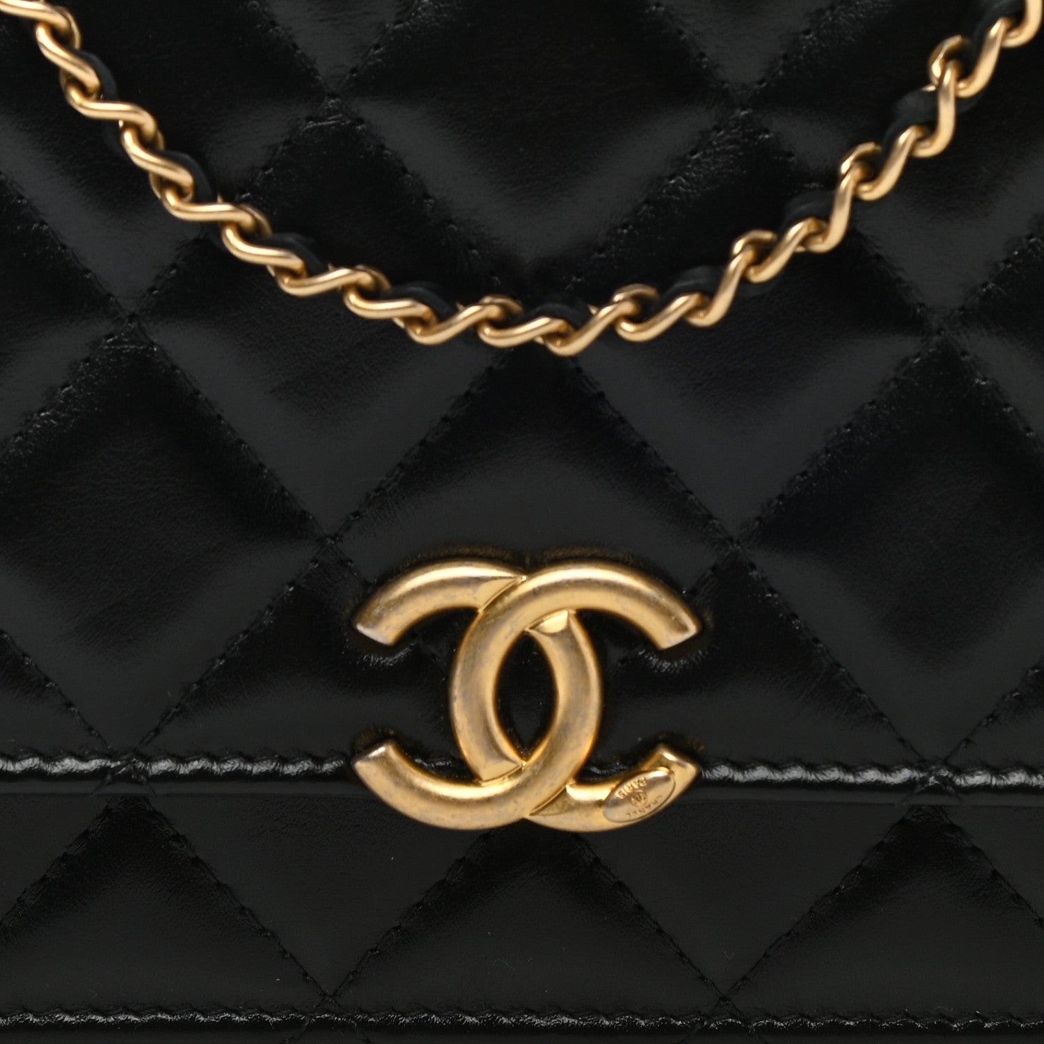 Chanel Calfskin Quilted Perfect Fit Wallet On Chain WOC Black 9 of 12