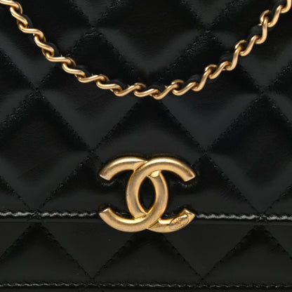 Chanel Calfskin Quilted Perfect Fit Wallet On Chain WOC Black 9 of 12