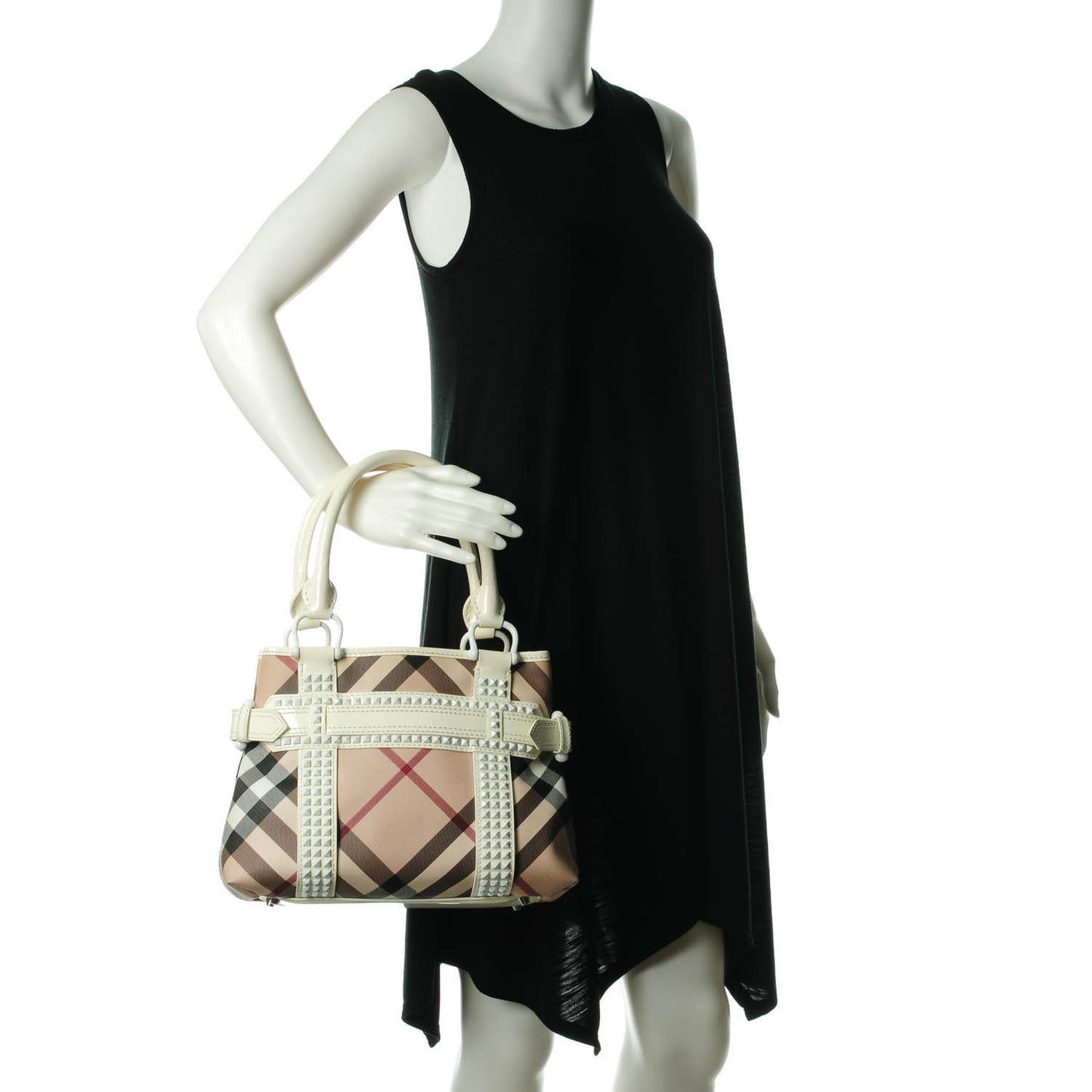 Studded Supernova Check Rachel Tote White