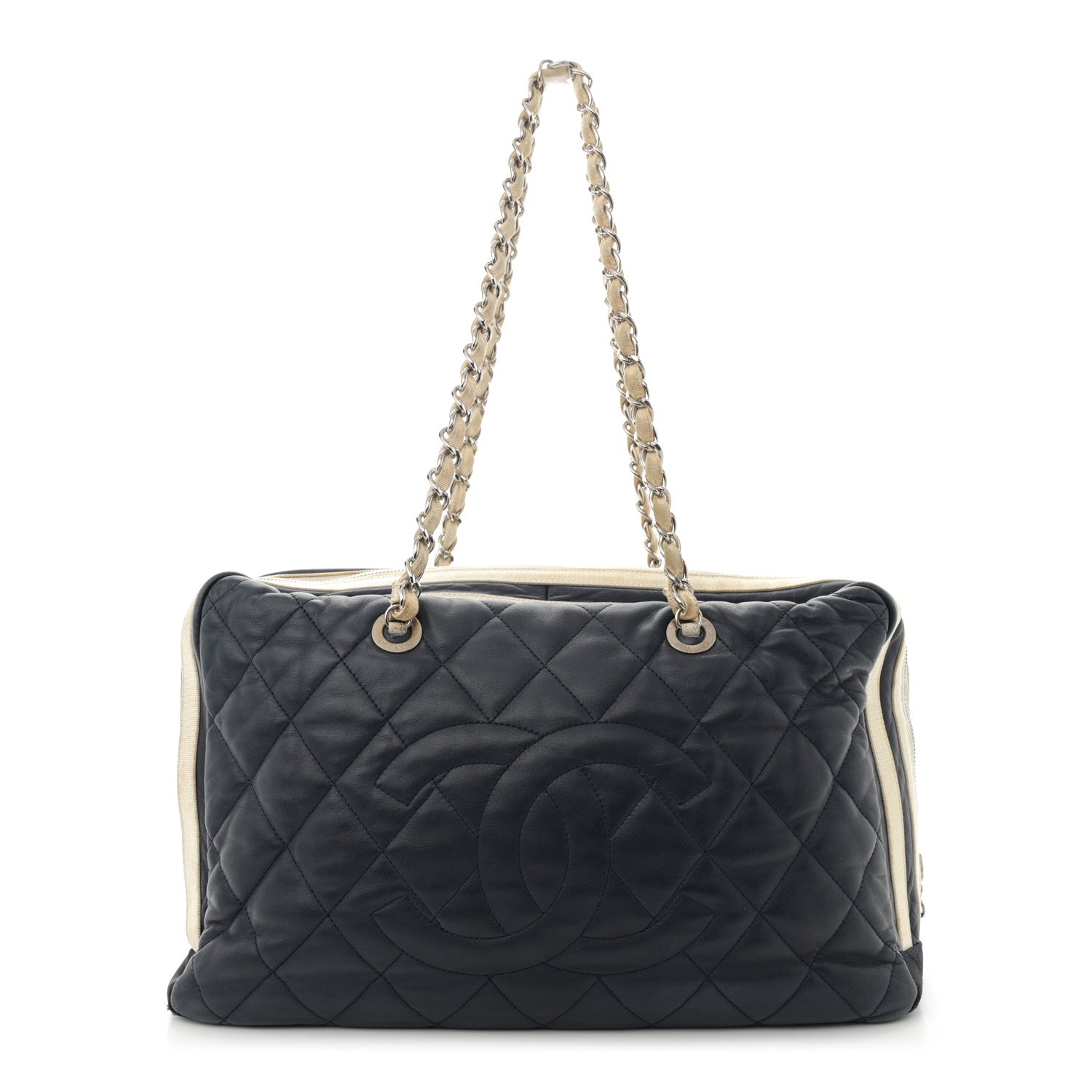 Chanel Lambskin Quilted Lido Shoulder Bag Dark Navy Blue 1 of 20