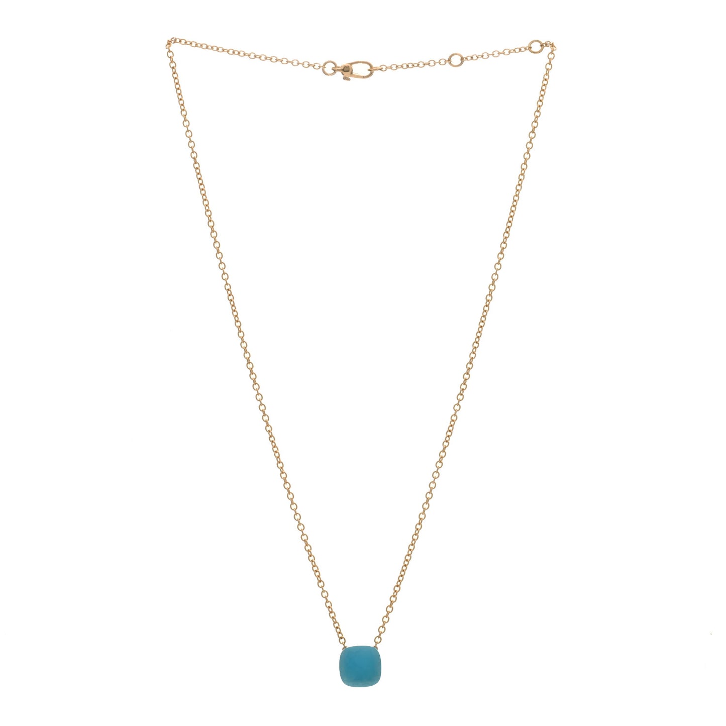 18K Rose White Gold Blue Topaz Nudo Gele Pendant Necklace