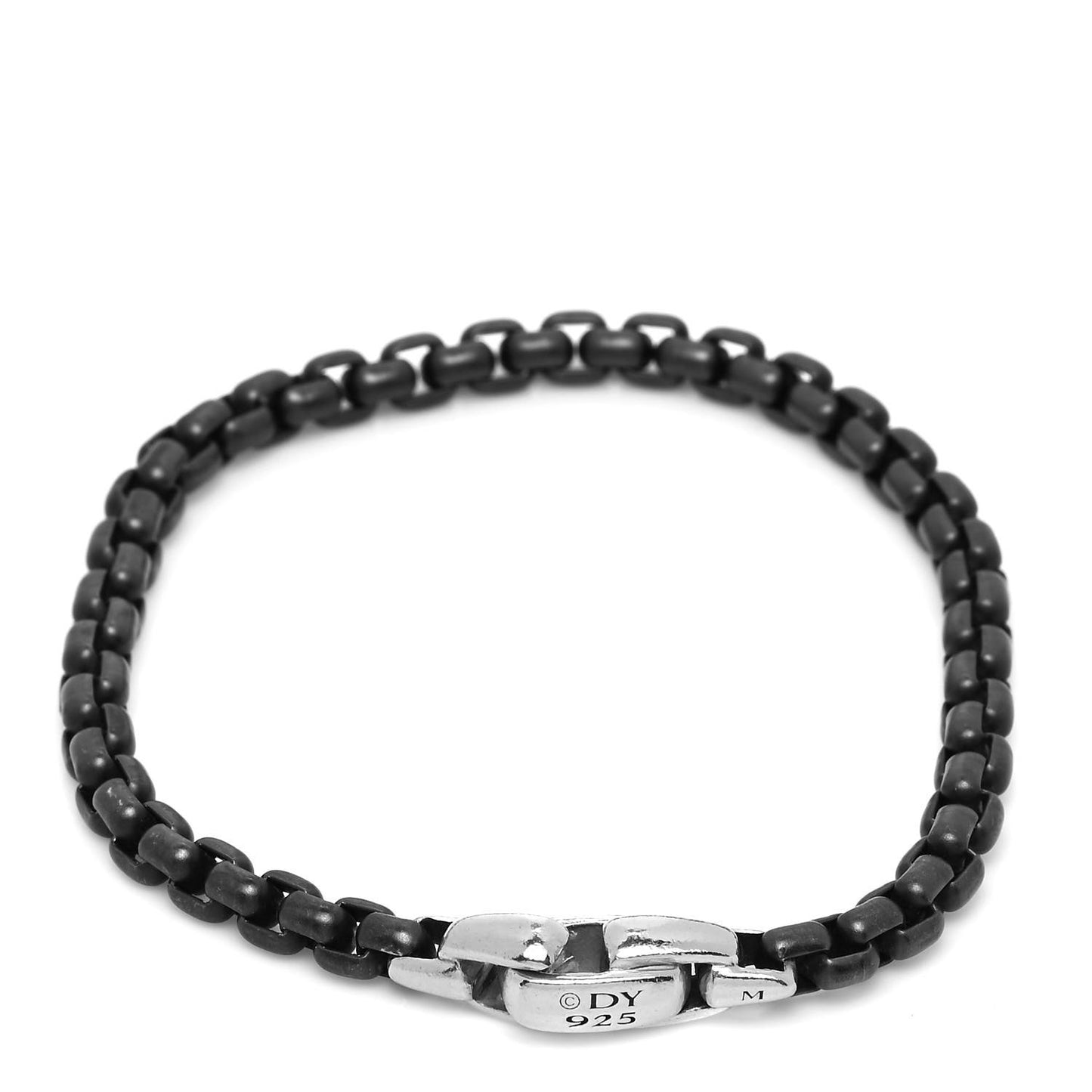 Sterling Silver Darkened Stainless Steel Box Chain Bracelet