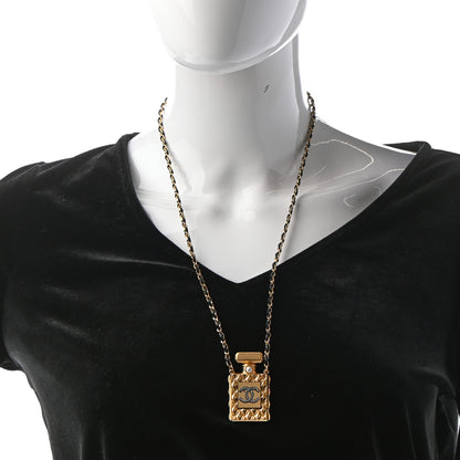 Chanel Crystal Pearl Perfume Bottle CC Necklace Gold 2 of 5
