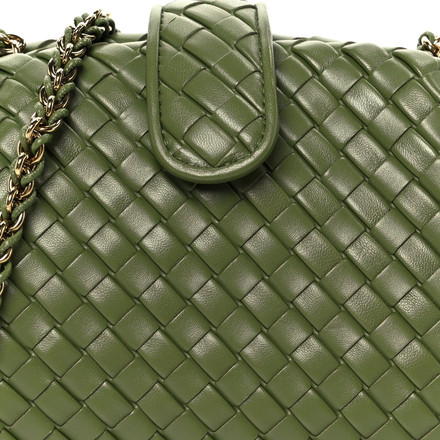 Bottega Veneta Nappa Intrecciato Small The Lauren 1980 Clutch With Chain Matcha 9 of 11