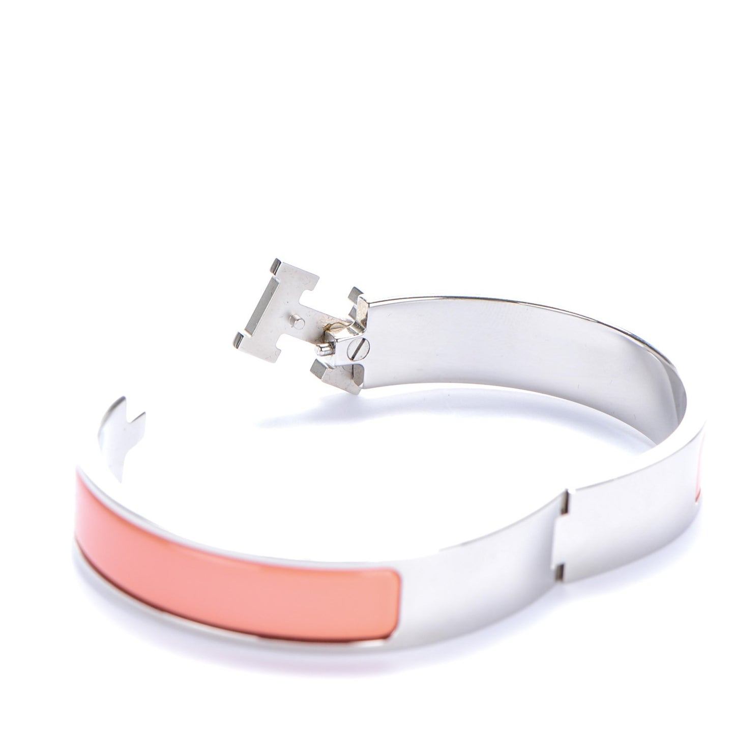 Enamel Narrow Clic Clac H Bracelet GM Rose Saumon
