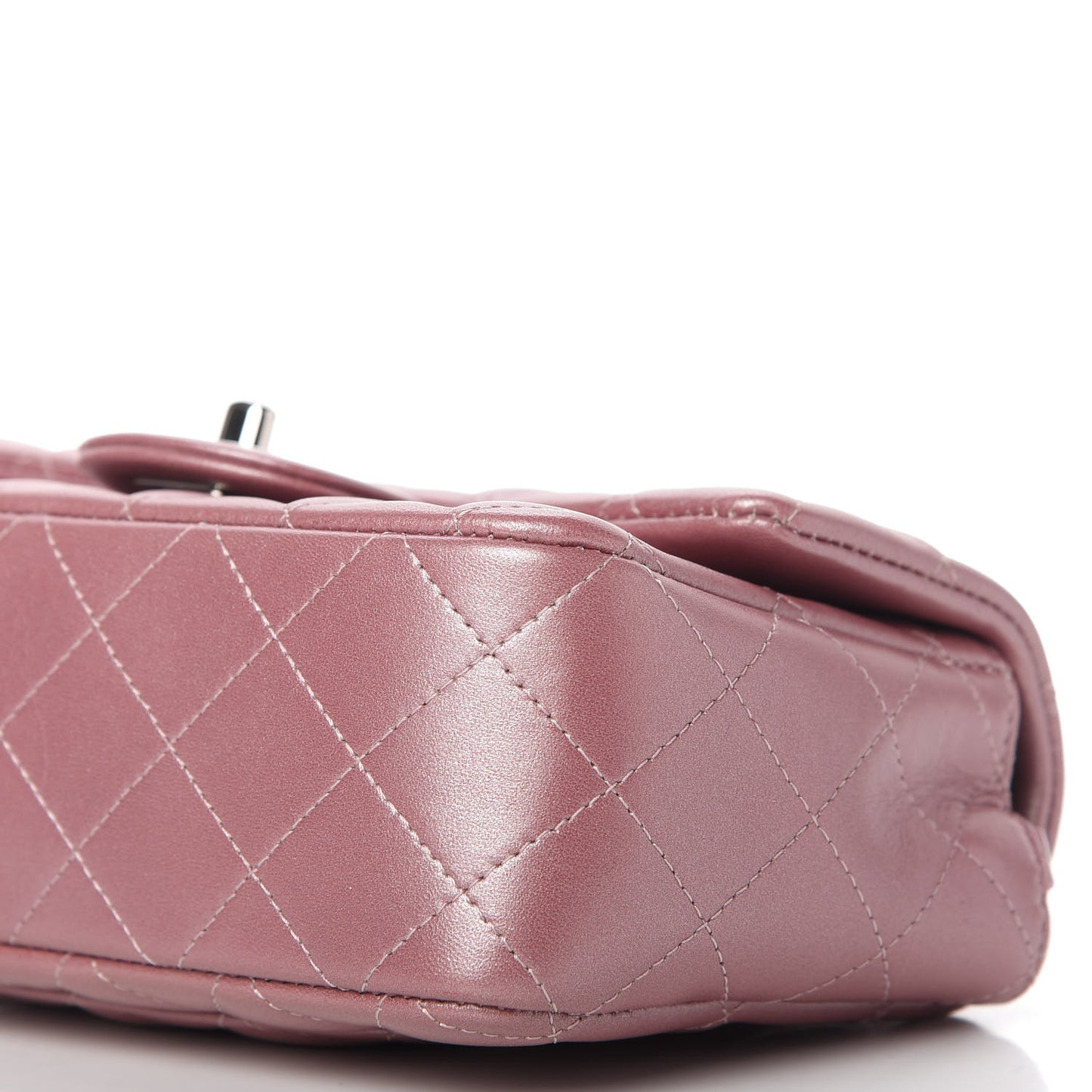 Metallic Lambskin Quilted Mini Rectangular Flap Pink