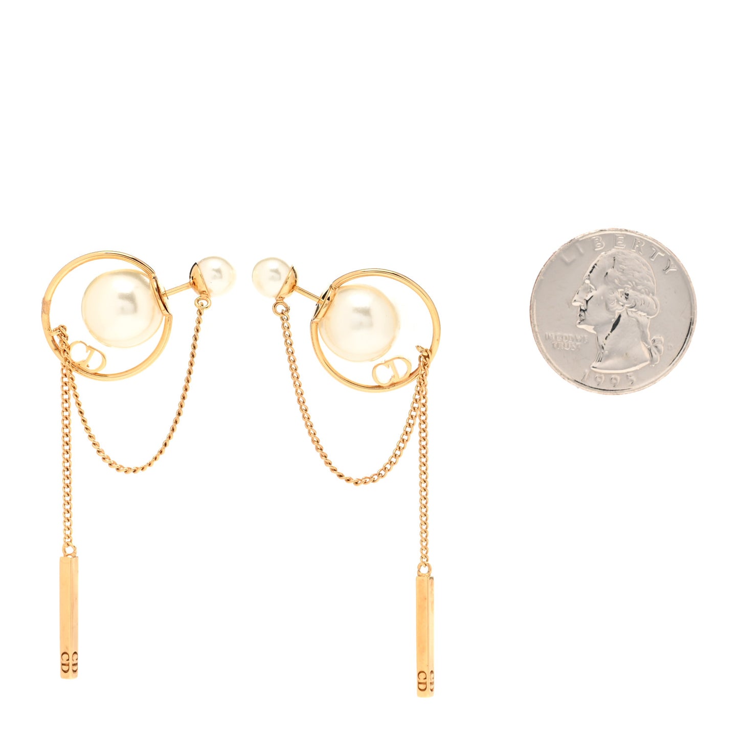 Pearl Tribales Dangle Chain Earrings Gold