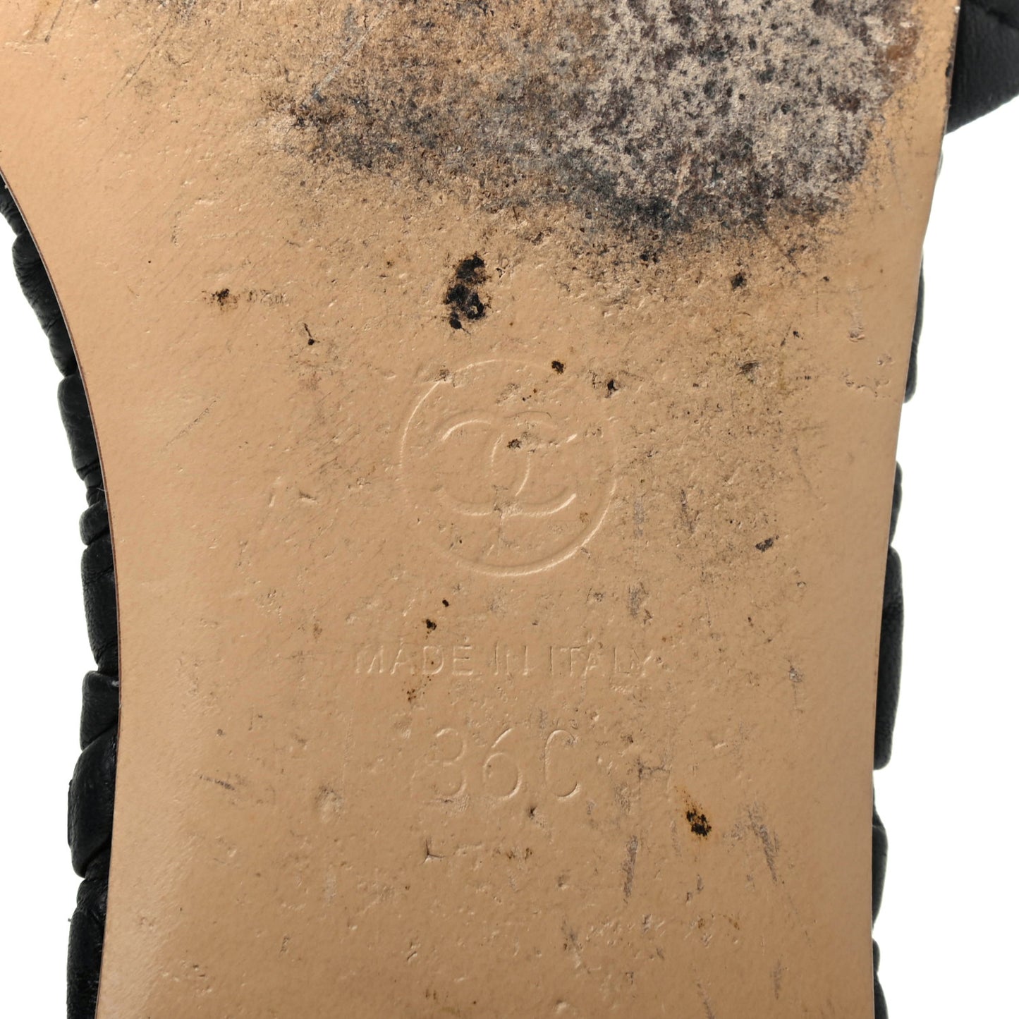 Lambskin Quilted Embroidered CC Mules Sandals 36 Black