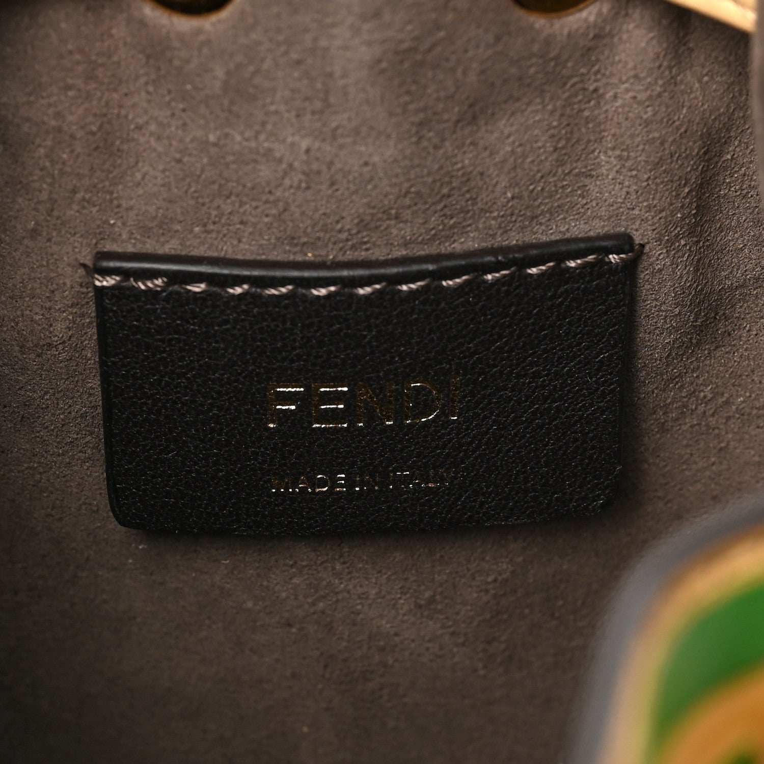 Fendi Vitello Liberty F is Fendi Bi-Color FF 1974 Embossed Mini Mon Tresor Bucket Bag Paglia Tomatillo 7 of 10