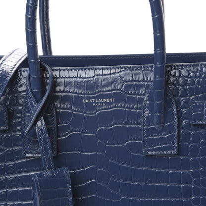Saint Laurent Calfskin Crocodile Embossed Baby Sac De Jour Denim 8 of 8
