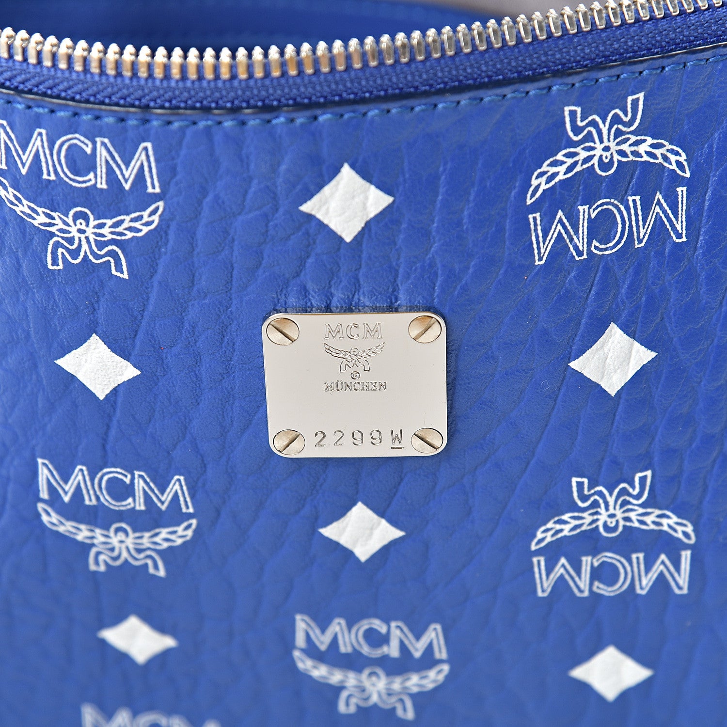 MCM Visetos Wristlet Zip Pouch Blue 7 of 8