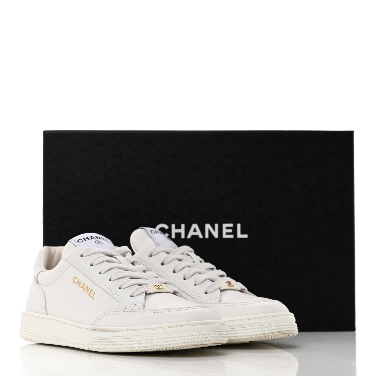 Chanel Calfskin Womens CC Logo Sneakers 37 White 16 of 16