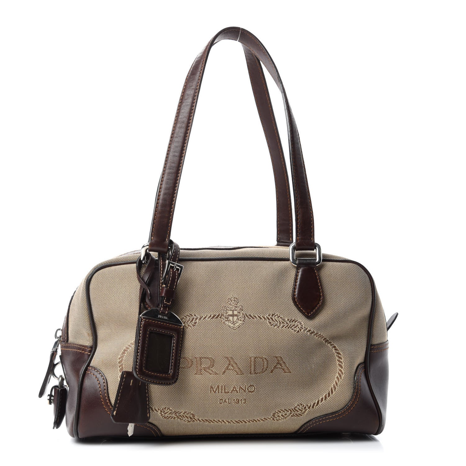 Prada Jacquard Logo Bauletto Corda Bruciato 1 of 19