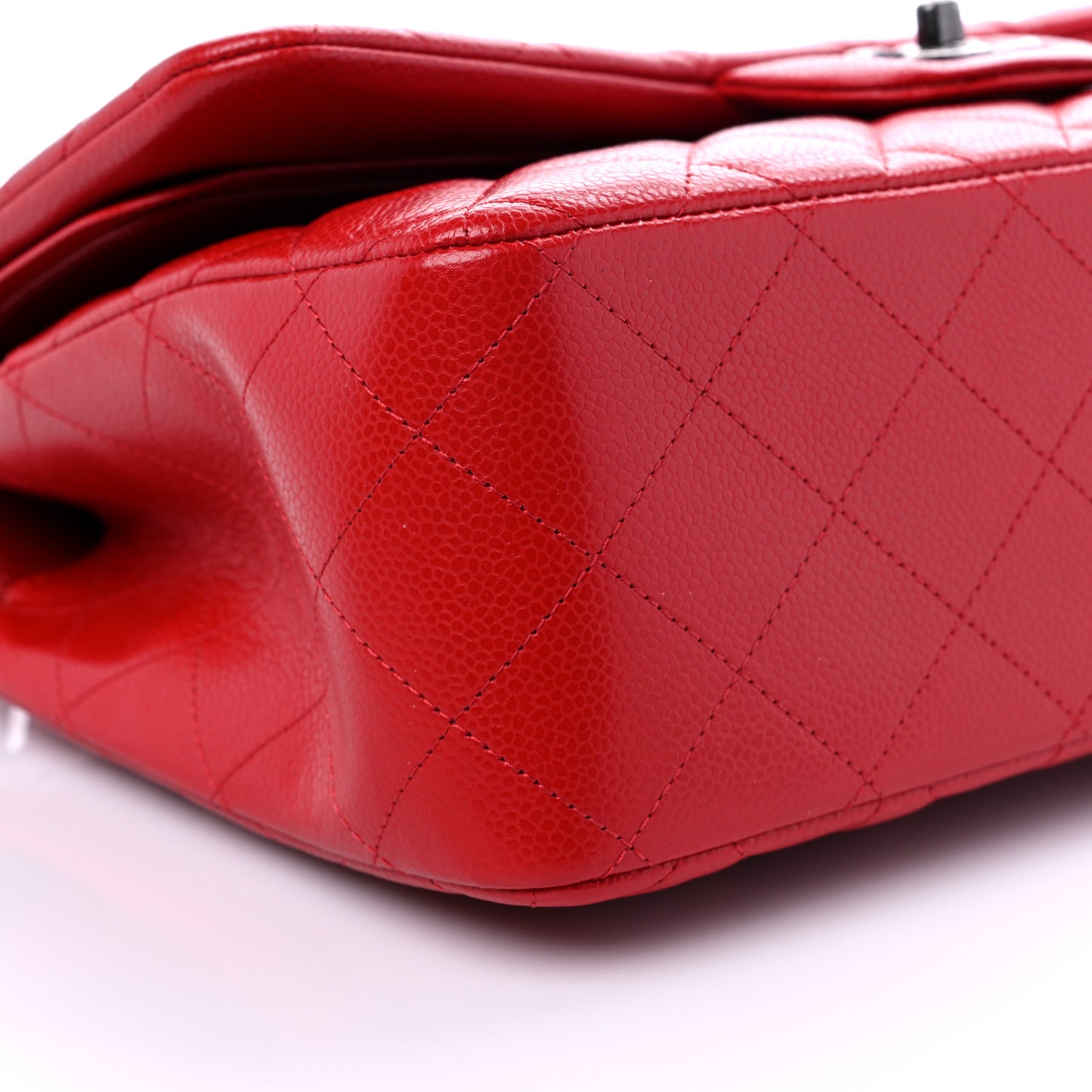 Caviar Quilted Jumbo Double Flap Red