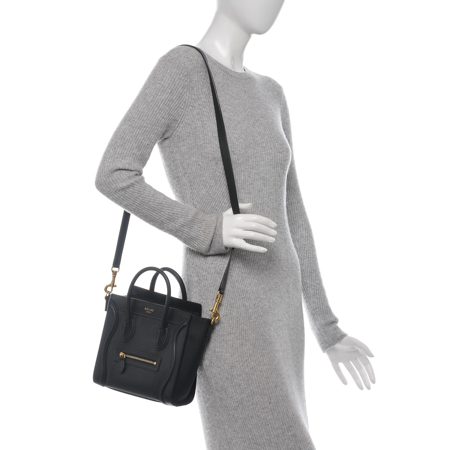 Celine Smooth Calfskin Nano Luggage Black 2 of 7
