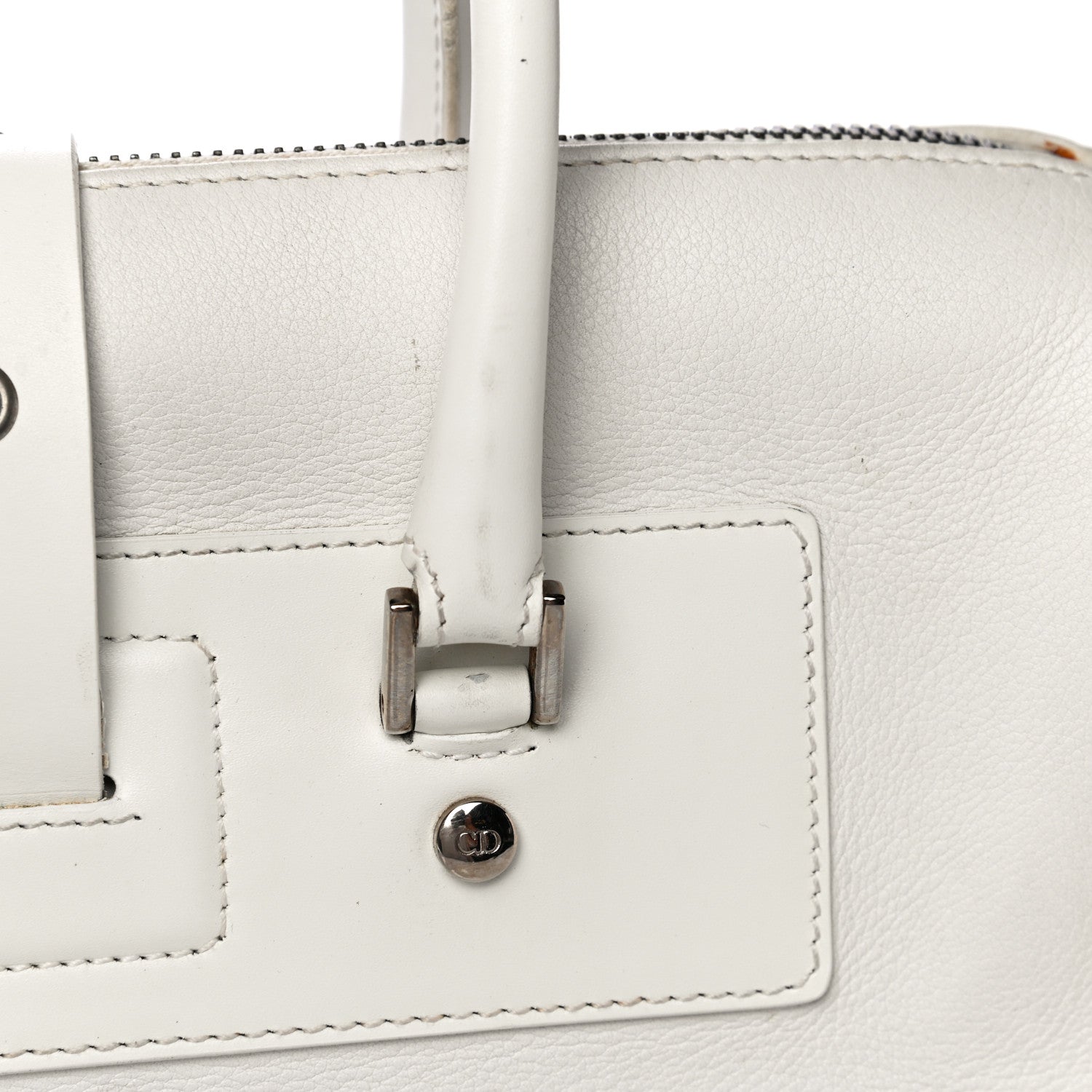 Christian Dior Grained Calfskin Street Chic Top Handle Bag White 25 of 35